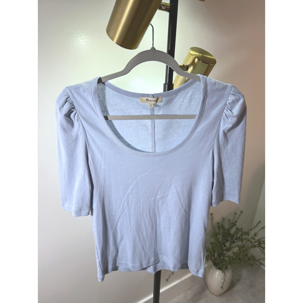 Madewell NWOT Light Blue Supima Cotton Puff Sleeve Scoop Neck‎ Tee NW199 Size M
